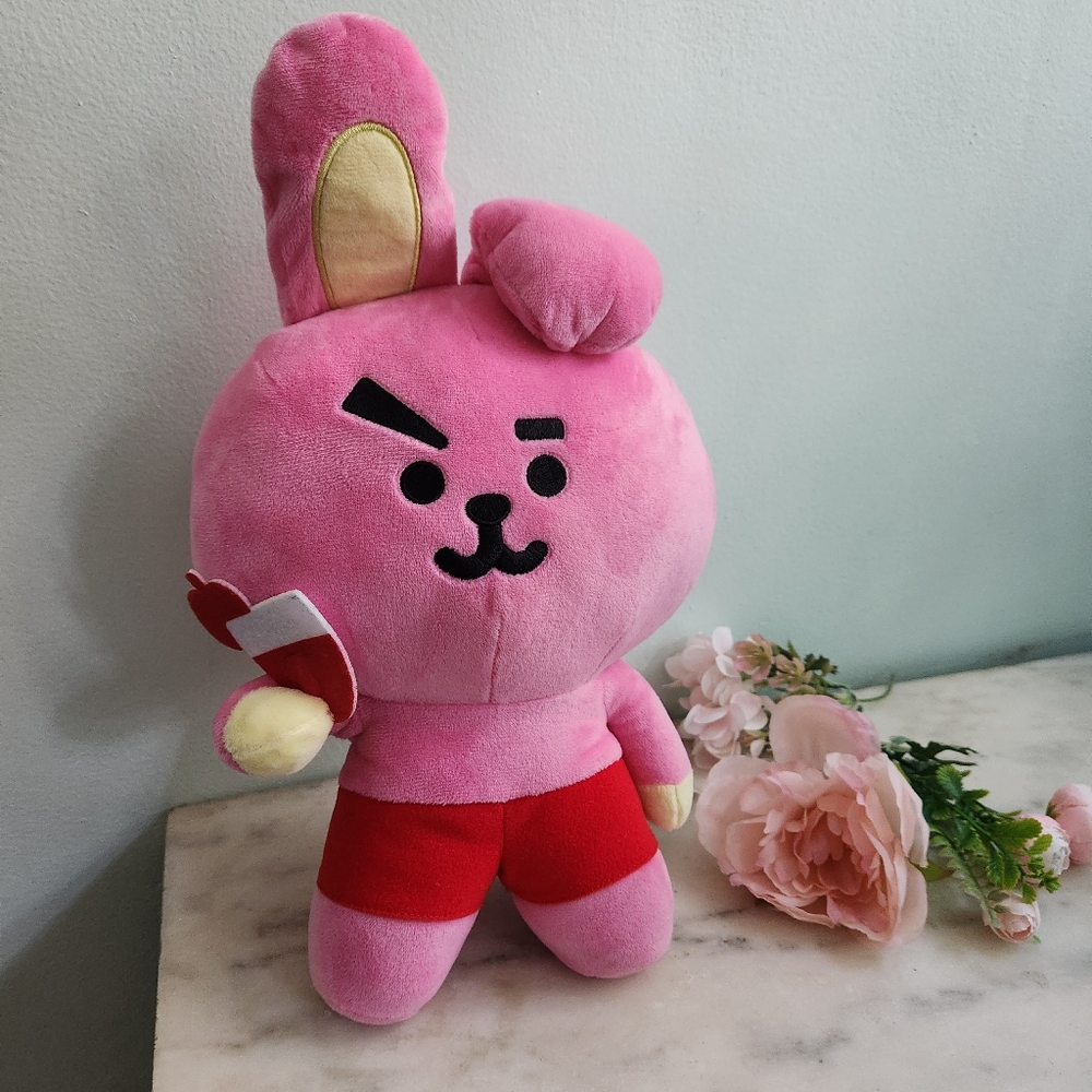 New BT21 Summer Dolce Cooky‎ 15" Plush Stuffed Toy BTS Drink Pink Bunny Rabbit